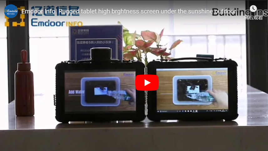 Emdoor Info. Robuster Tablet-Bildschirm mit hoher Brghness unter dem Sonnenschein im Freien.